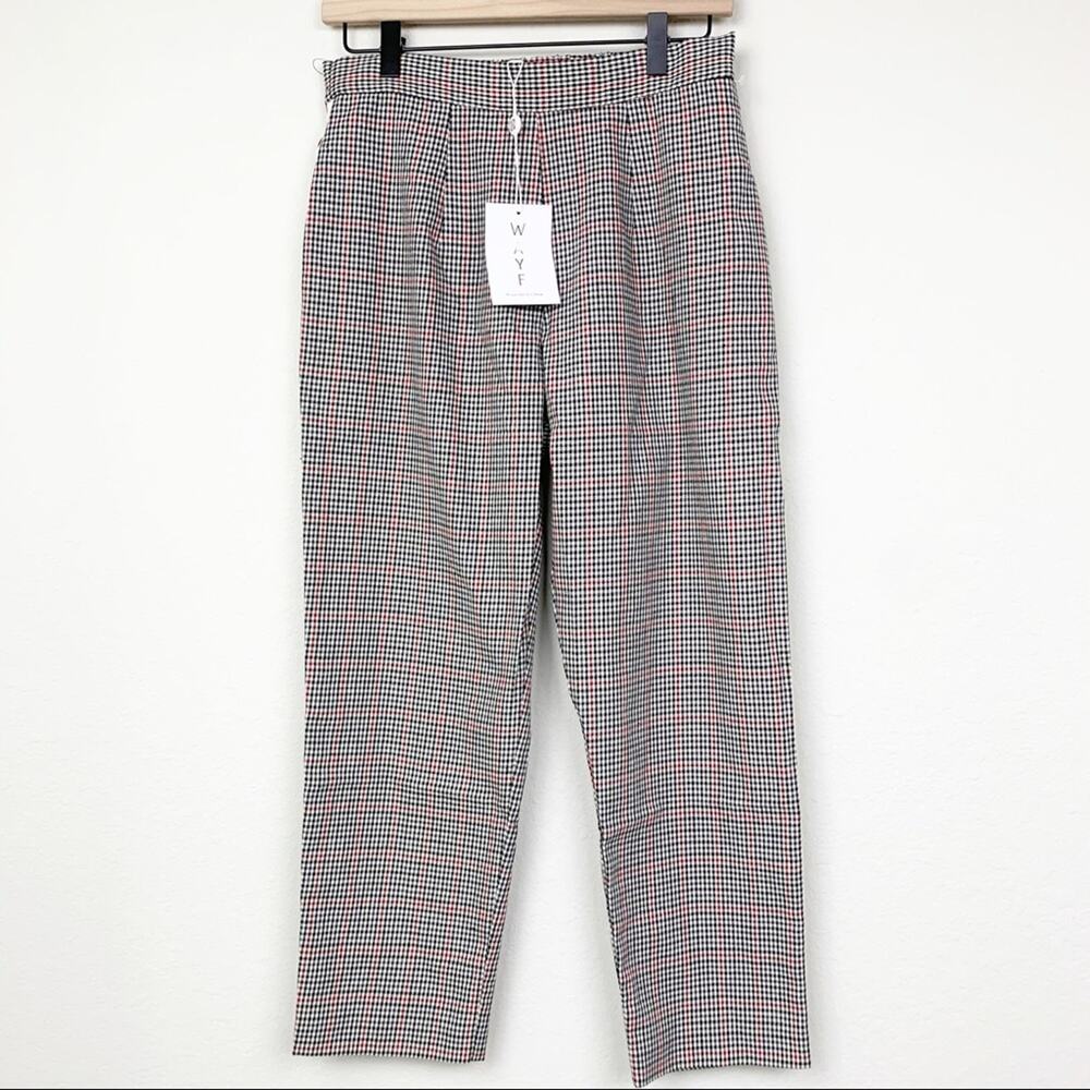 Wayf Plaid Side Striped Pants Black High Waist Size Medium Trousers Straight